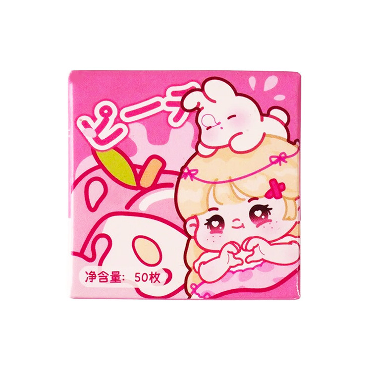 Cajita de pegatinas niña Kawaii rosa