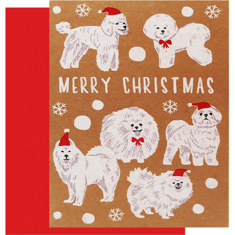 Tarjeta navidad perritos blancos