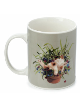 Taza kim Haskins gato en maceta gris