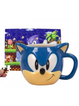 Taza Sonic 3D y puzzle