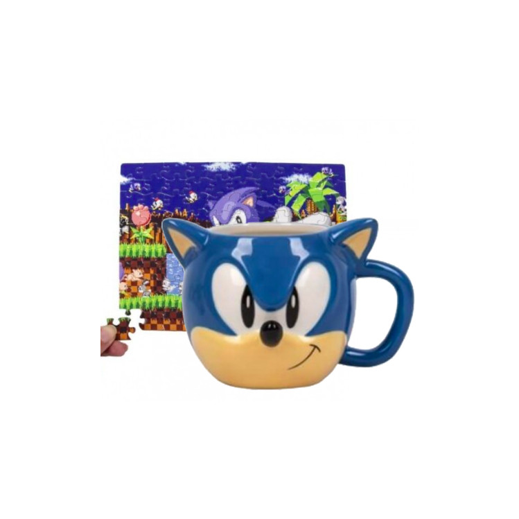 Taza Sonic 3D y puzzle