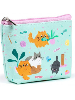 Monedero gatitos turquesa