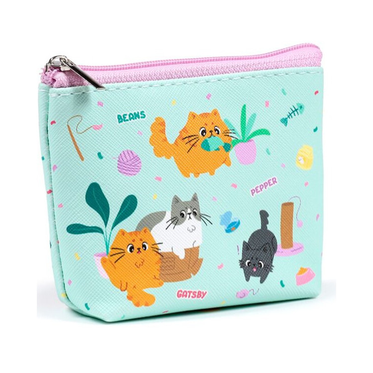 Monedero gatitos turquesa
