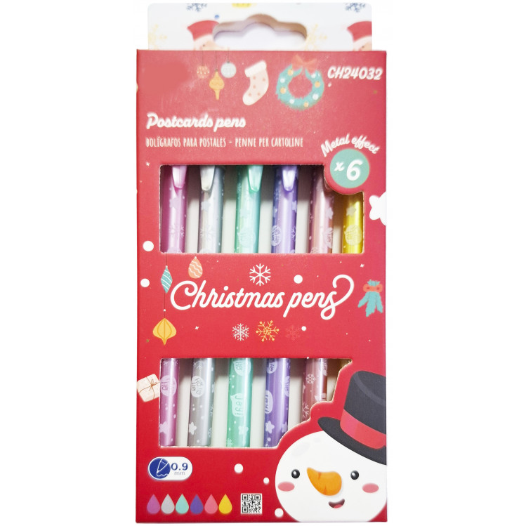 Set de bolígrafos metalizados Navidad