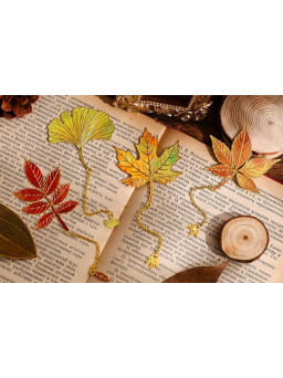 Set de 4 marcapáginas hoja