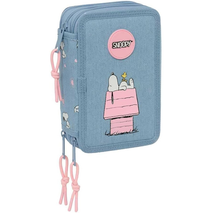Estuche triple Snoopy con material