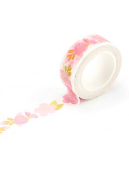 Washi tape floral rosa