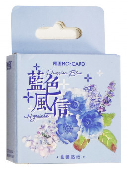 Caja de pegatinas florales azules